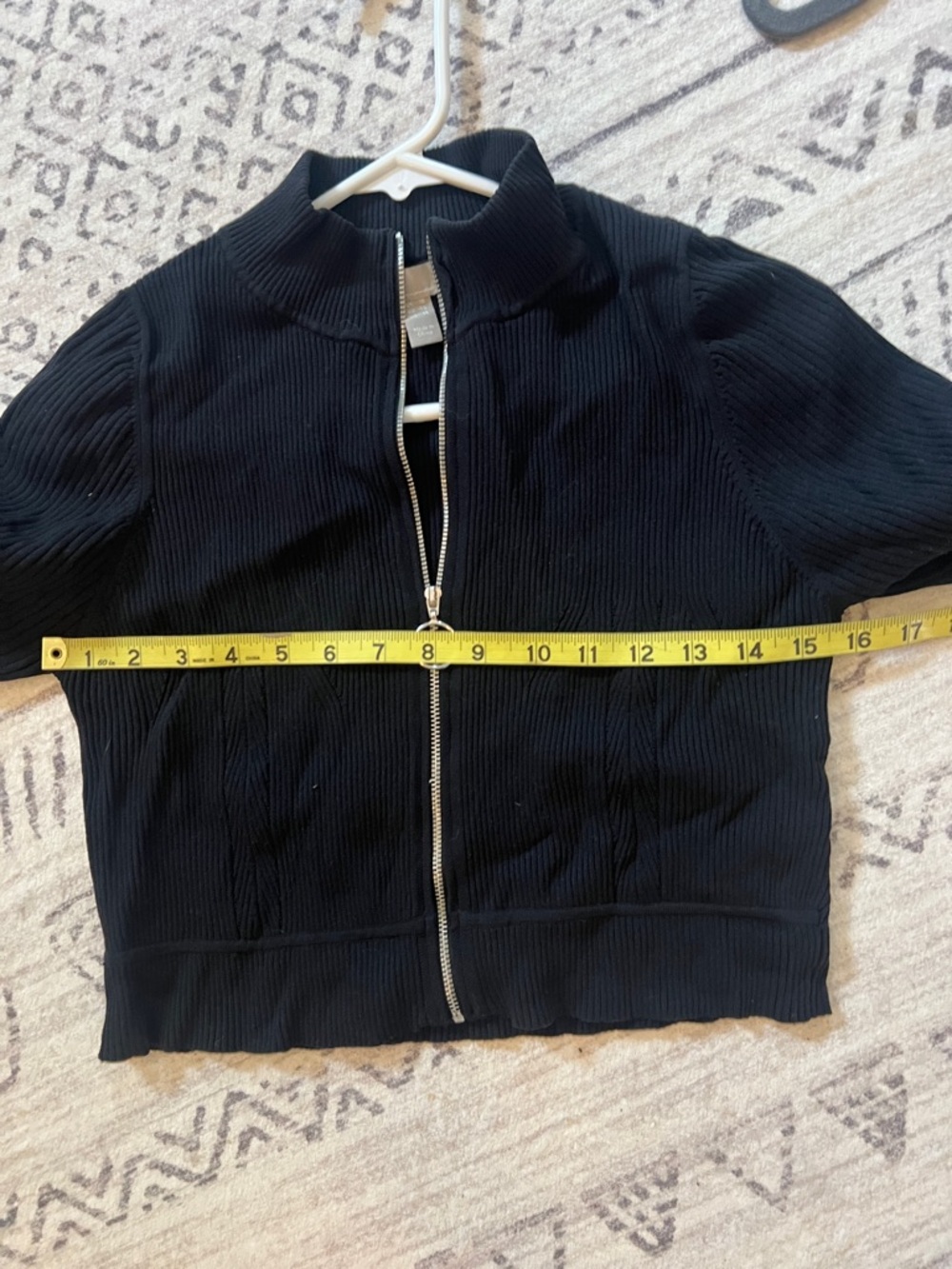 ASOS Black Ribbed Zip-Up Cropped sweater. - Picture 4 of 6